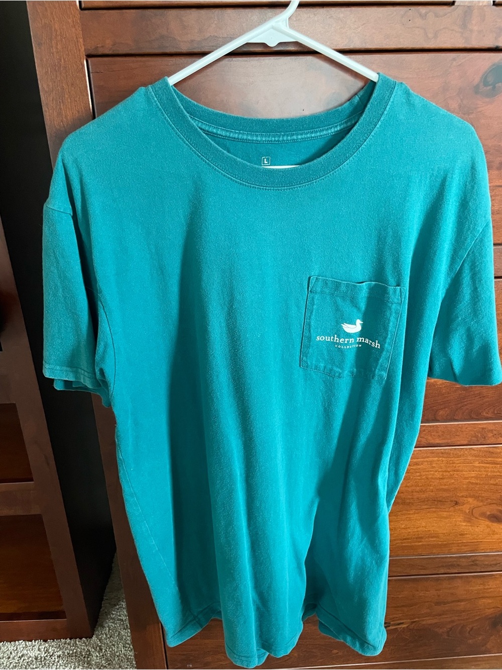 Southern Marsh Teal Crewneck Pocket Tee